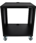 Hella Sturdy 10U Rolling Audio Rack Case For Live Sound And Recording Studio Gear With Smooth Casters, open design, steel frame.
