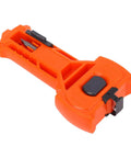 Ace The Install With This Game Changer Door Lock Jig Featuring Reversible Square And Round Blades Plus A Heavy Duty Top Chisel For Dead On Mortise Cuts On 1-3/8 Or 1-3/4 Inch Doors, orange cutting tool with retractable blade.