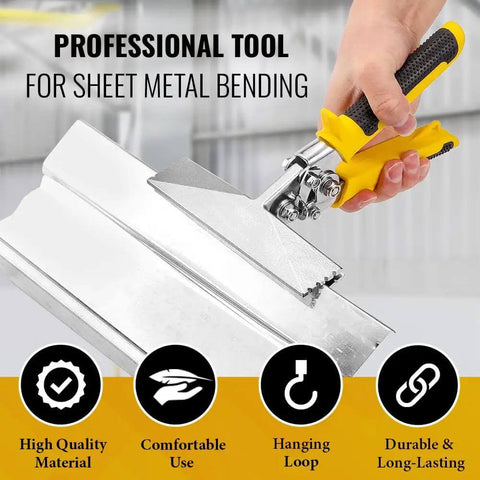 Workhorse Hand Seamer For Sheet Metal, 6 Inch Jaw Bender Pliers with Comfort Grip in use showing ergonomic TyreGrip handle