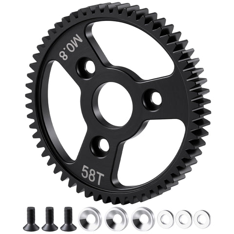 Carbon Steel Spur Gear Set For 1x10 RC Cars 54T 56T 58T 32P 0.8M CNC Machined Beefy Upgrade Direct Replacement For Traxxas Slash Rustler Stampede And More