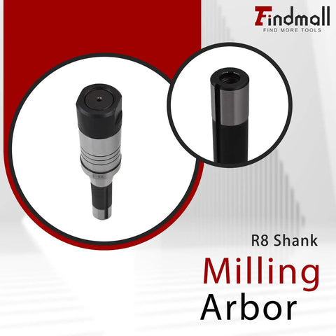 1 Inch Milling Machine Arbor With 2 Inch Shoulder To Nut R8 Shank for Bridgeport Style Milling Machines, close-up view