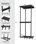 Heavy Duty Garage Wall Mount Storage Rack For Outdoor Gear And Camping Essentials, Metal Floating Shelf With Four Hooks