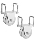 Built Like A Tank 4 Inch V Groove Gate Wheels Roll Smooth With Dual Sealed Bearings 3000 Lb Capacity for truck beds in silver finish.