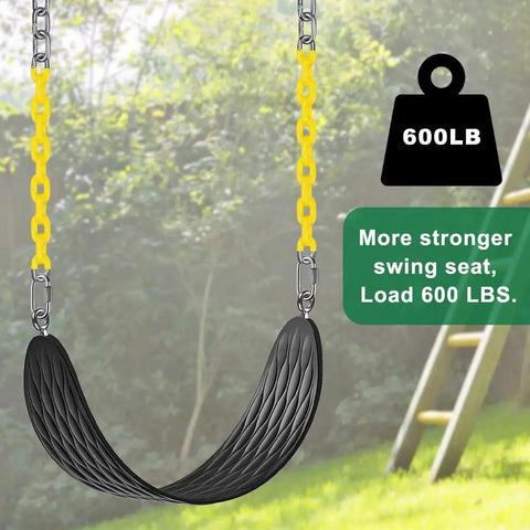 Heavy Duty Swing Seats 2 Pack With 66 Inch Chain And Carabiners For Outdoor Playset Replacement, Black swing with 600 lb load.