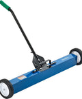 Heavy Duty Magnetic Floor Sweeper With Thirty Six Inch Wide Cleaning Path And Smooth As Butter Rubber Wheels for easy use on various terrains.