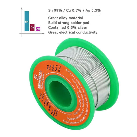 Lead Free Rosin Core Solder Wire For Electronics 1.0mm Diameter 0.04 Inch Sn99 Ag0.3 Cu0.7 RoHS Low Melting Point Easy Flow