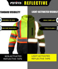 Hi Vis Safety Fleece Zip Hoodie for Men With Reflective Trim ANSI Class 3 Workwear Detachable Hood Yellow XL front view