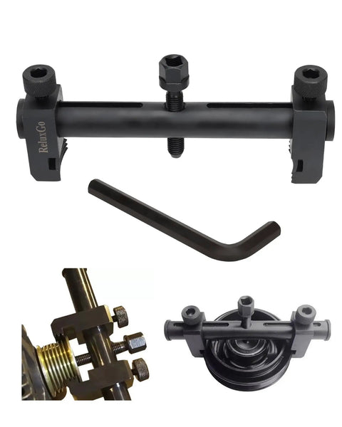 Adjustable Crankshaft Pulley Puller Tool For Ribbed Pulleys 35mm To 160mm, heavy-duty removal tool with jaw and manual handle.