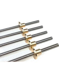 2Pcs T30 Trapezoidal Lead Screw And Brass Nut 30Mm Stainless Steel Threaded Rod 1000Mm Length 6Mm Pitch on white background.