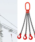 Heavy Duty Four Leg Chain Sling With Adjustable Grab Hooks For Engine Hoist And Industrial Crane Gear crafted from tough G80 alloy steel, 4-hook design.