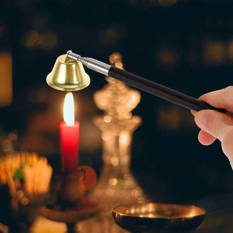 Telescopic Candle Fire Extinguisher With Extensible Copper Wick Snuffer For Home Safety, 18-inch snuffer extinguishing candle flame.