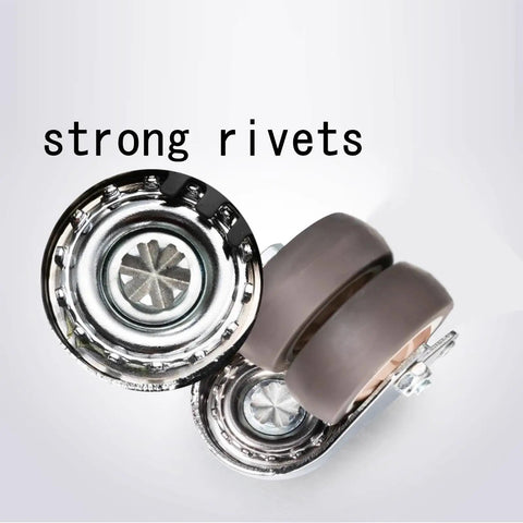 Silent Smooth Cruising Swivel Caster Wheels With Solid Stainless Brackets M12x25mm Threaded Stem Heavy Duty Tpe Rubber close-up showing strong rivets.