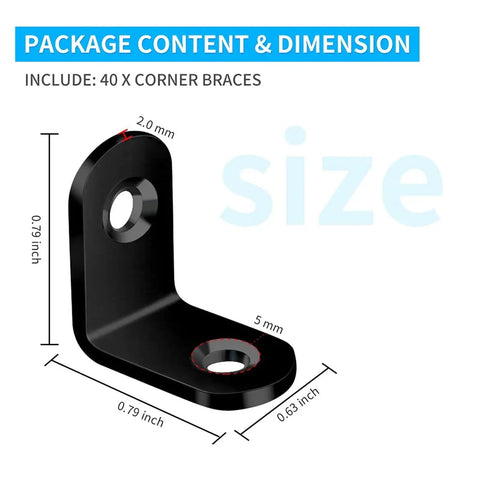 Matte Black Anti Rust L Shaped Metal Bracket With 2 Holes Built To Last For Heavy Duty Shelves And Furniture Supports dimensions
