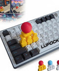 3D Printed Keyboard Joystick Adapter For WASD Four Key Linkage Creates Retro Arcade Vibe Over Your Keyboard Keys Built For Mini Fighting Controllers DIY Novelty Analog Button Attachment Yellow, yellow 3D printed joystick adapter on mechanical keyboard
