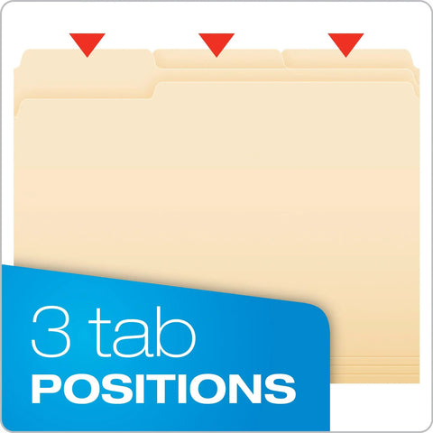 Bulk Manila File Folders 250 Pack With 3 Tabs For Easy Labeling Letter Size 8.5 By 11 showing folder tab positions