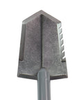 Close-up of Pro Series T Handle Shovel with Serrated Blade, 31 inch overall length, 7.5 inch blade long by 4 inch wide, heavy duty digger.