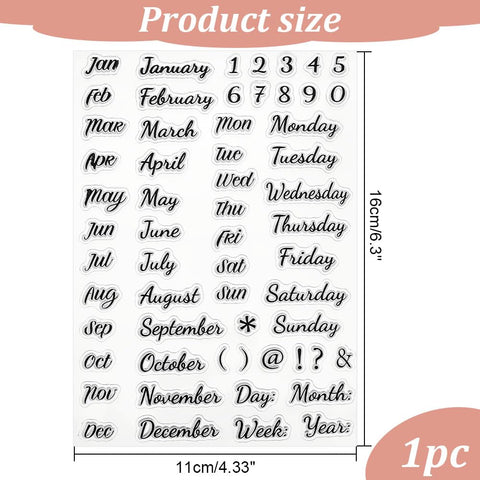 Clear Calendar Date Number Stamps For Card Making And Bullet Journaling Premium Transparent Silicone Stamps for months and weekdays