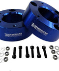 3 Inch Front Lift Kit For 2007 2021 Silverado 1500 And Sierra 1500 6 Lug With Dope Blue Billet Aluminum Front Strut Spacers 2WD 4WD Compatible And Easy Install with spacers, bolts, and washers
