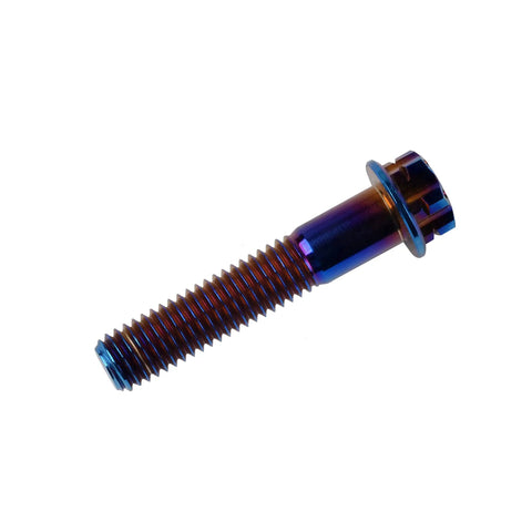 Top Shelf Pro Grade 5 Titanium Flange Head Torx Bolts M8x40mm Burnt Blue showing detailed view of the screw thread and cap.