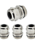 Beefy Copper Cable Glands Set Of 4, Half Inch NPT Adjustable Sealing Grommets For 6-12mm Wires, IP68 Waterproof Strain Relief Cord Connector