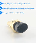 Coolant temperature sensor with brass threaded body and black plastic connector, front view