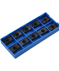 APKT1604PD R76 IC928 Carbide Inserts Set 10 Pieces For CNC Turning In Steel Machining in blue box, top view