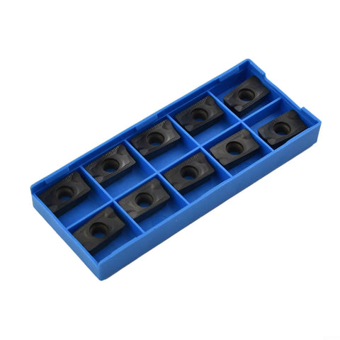 APKT1604PD R76 IC928 Carbide Inserts Set 10 Pieces For CNC Turning In Steel Machining in blue box, top view