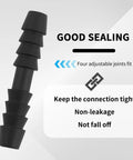 5 Piece Brake Bleeder Kit Connectors Set showing rubber coupling with four adjustable joints for sealing