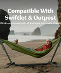 Wallaby Ultralight Hammock With Straps For Everyday Chill In Backyard Or Campground Portable Outdoor Hammock Fern Green on beach
