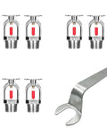 Six Piece Pendent Fire Sprinkler Head Set Loaded With A Solid Red 155 Degree Bulb And Straight One Half Inch Npt Thread For No Brainer Home Safety Upgrade That Stacks Up, chrome plated with tool.
