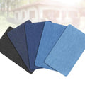 Badass Adhesive Jean Repair Patches 5 Piece Set Featuring Rad Designs displayed in assorted colors for quick denim repairs.