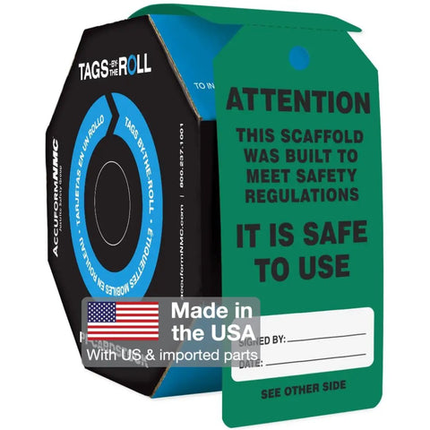 OSHA Compliant Scaffolding Tags By The Roll, Attention Sign To Keep Scaffolds Safe And On Point, Waterproof PF-Cardstock
