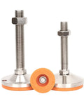Heavy Duty Adjustable Leveling Feet Pad Mount Kit Featuring A Rock Solid Base To Bypass Equipment Wobble And Keep Your Setup Locked Down Tight with threaded stems and rubber pads.