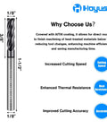 Carbide Square End Mill Four Flute Four Tooth Design Set One Eighth Inch AlTiBN Coated For Alloy Steels CNC Tool