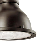 Close-up of 8 Inch 1 Light Exterior Wall Light With Clear Fresnel Lens In Olde Bronze Finish Vintage Industrial Outdoor Lantern shade.