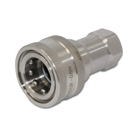 Heavy Duty 1/2 Inch NPT Stainless Steel ISO 7241B Quick Disconnect Hydraulic Coupler Set built tough, showing close-up detail.