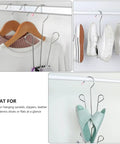 Heavy Duty Stainless Steel Hanging Shoe Rack With Double Nonslip Hooks To Keep Your Kicks Secure And Tidy, displaying various footwear items.