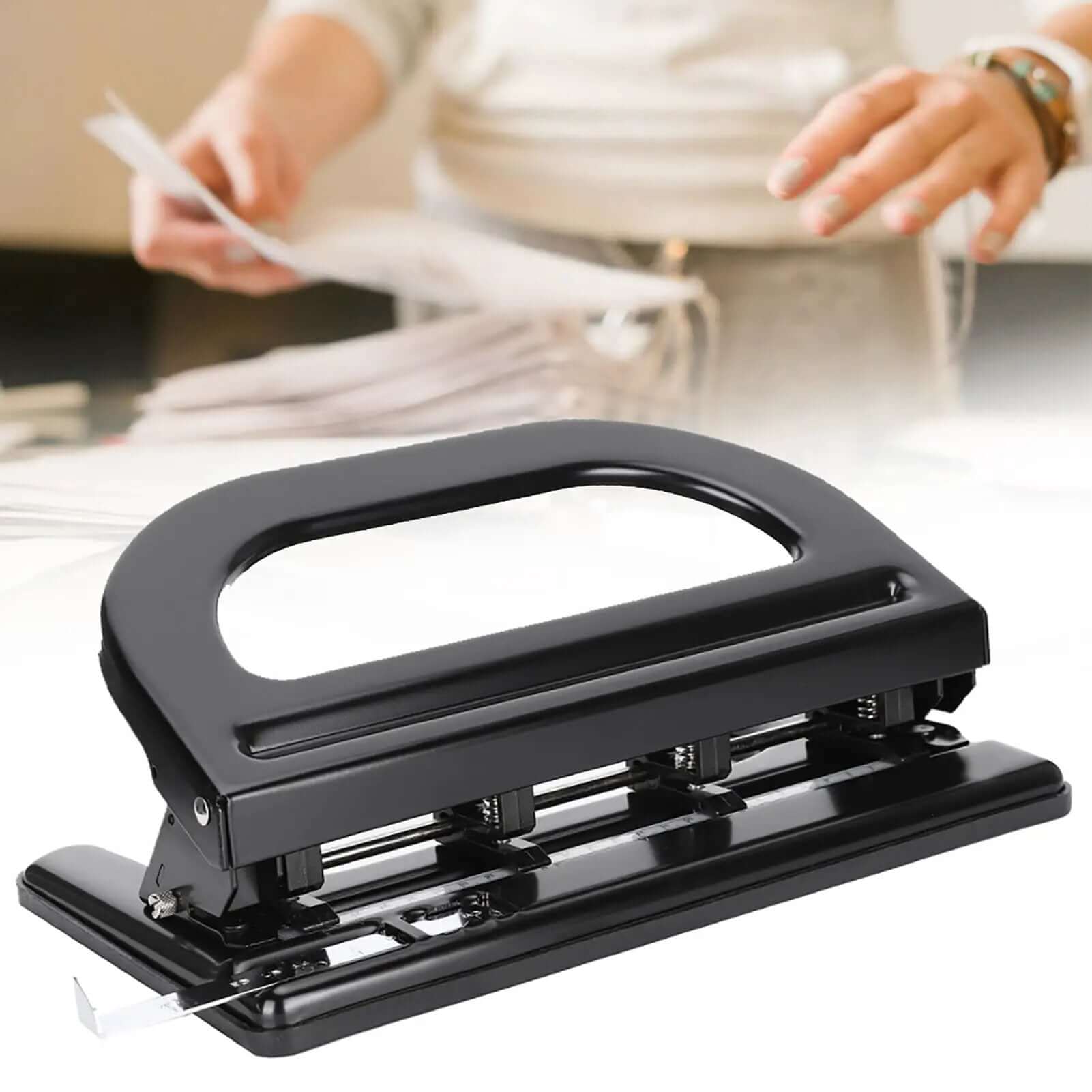 Heavy Duty 4 Hole Paper Punch + Ruler, 30 Sheets