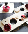 Beast Mode Bi Metal 4 Inch Hole Saw With Arbor And Pilot Bit cutting clean holes in wood plank, showcasing efficiency