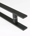 12 Inch Solid Stainless Steel Push Pull Door Handle For Barn Doors Glass Doors Matte Black Finish With Heavy Duty Commercial Grade 304 Stainless Standoffs Built Tough For High Traffic Areas. matte black handle close-up