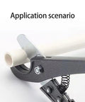 32mm Pipe Cutter With Ratchet Mechanism for PVC Tubing and Plastic Hose in action cutting a pipe close-up