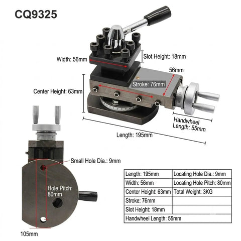 Deadly Precise Mini Lathe Tool Post Assembly With A Smooth 2.99 Inch Cross Slide Stroke And Tank Built Cast Iron Frame Perfect For Cq9325 Benchtop Rigs And Weekend Macho Tinkering