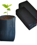 200 Pack Breathable Plant Grow Bags 5.5 By 6.3 Inch Biodegradable Nonwoven Seedling Pots with young plant and stacked bags
