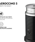 Aeroccino3 milk frother in compact size with three frothing styles