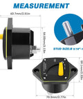 Built Damn Tough Manual Reset Circuit Breaker Switch 300 Amp Waterproof Panel Mount dimensions and design for marine, solar, and truck use.