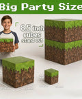 Fire Pixel Art Party Favor Boxes 8 Pack Grass Cubes Containers Sturdy Cardboard Treat Holders For Epic Birthday Bash And Legit Squad Game Night Essentials Today, 8.5-inch pixel art cubes.