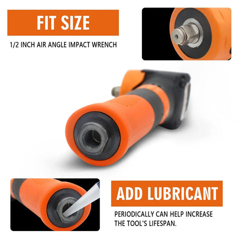Half Inch Air Angle Impact Wrench With 370 Ft Lb Torque Ultra Compact 9.78 Inch Handle Lightweight 3.1 Lb Pneumatic Tool Built For Tight Spots