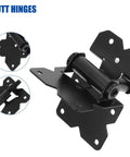 Premium Stainless Steel Black Gate Hinges For Secure Fences And Heavy Duty Yard Gates Reinforced Swing Design close-up view of hinge mechanism.