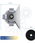 Front view of LAJIAOZ garage door jackshaft chain hoist with metal housing and sprocket