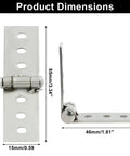 Top Tier 3 Inch Sliding Barn Door Hinges 4 Pack Silver Stainless Steel dimensions showing 3.34 x 0.59 inches with pivot design.